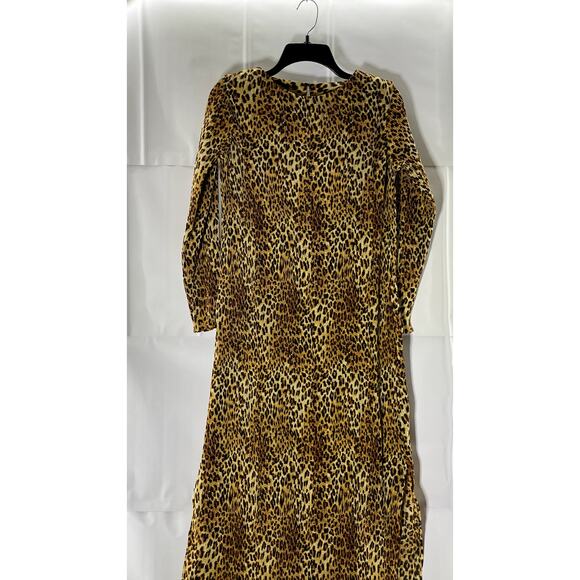 VIOLET ROMANCE Women's Brown Multi Leopard Print Plisse Midi Dress SZ 12 - Picture 2 of 10
